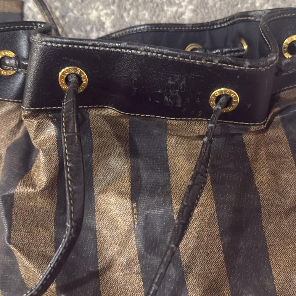 Vintage Fendi Chic Striped Black and Brown Women's Backpack - Picture 12 of 13